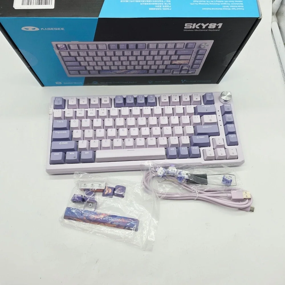 MageGee SKY81 75% Wireless Mechanical Keyboard Hot Swappable RGB Violet Switch